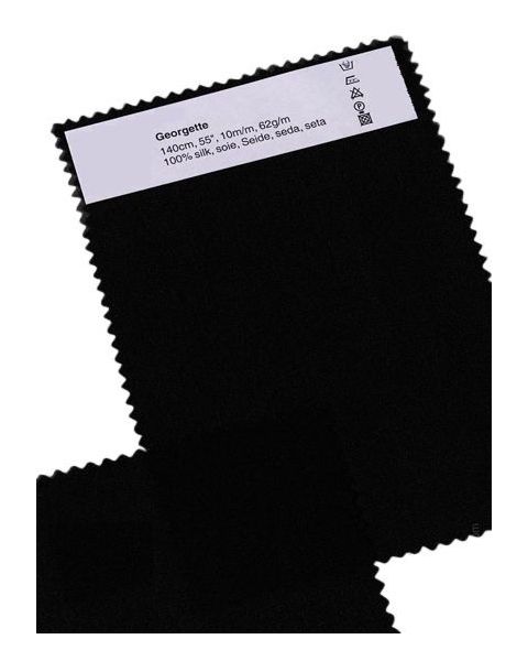 Zijdar coupon Crêpe Georgette 10 zwart / 100% zijde / 39 x 135 cm