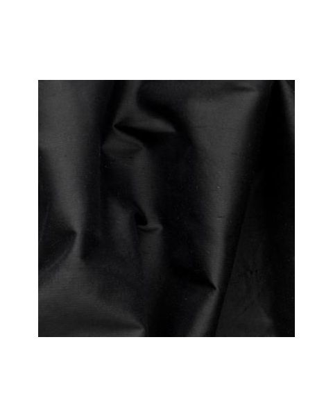 Doupion glad zwart met tunnel en zoom aan uiteinden / 100% zijde / 230 x 137 cm