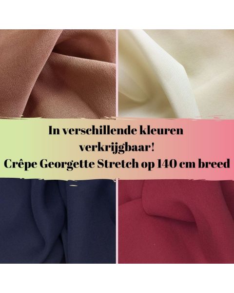 In diverse kleuren verkrijgbaar crepe georgette stretch