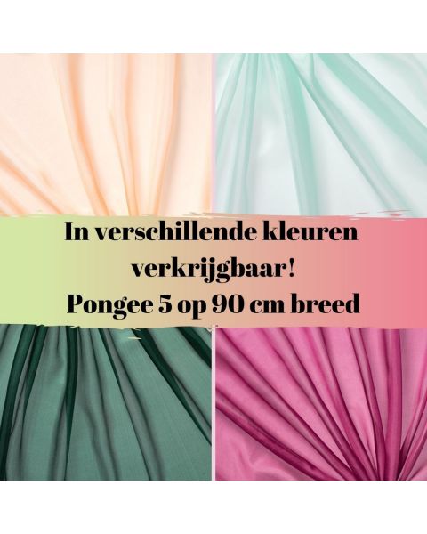 Pongee 5 op 90 cm breed in diverse kleuren